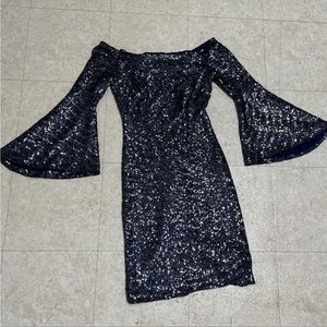 Sequin bell sleeve dress